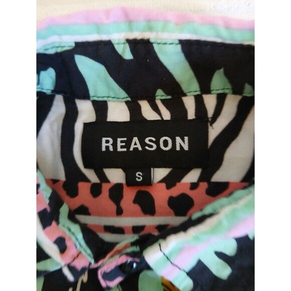 Reason Shirt Mens Small Multicolor  Short Sleeve Button Up Y2K Streetwear - Picture 11 of 14